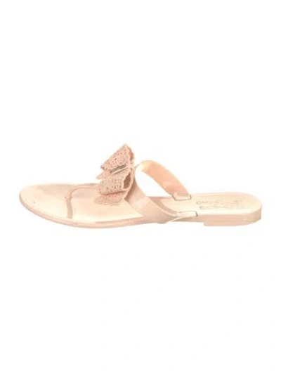 Pre-owned Ferragamo Rubber Bow Accents Slides In Pink