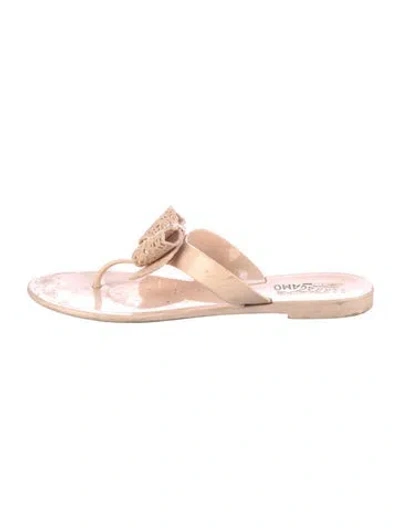 Pre-owned Ferragamo Rubber Bow Accents Slides In Pink