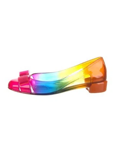 Pre-owned Ferragamo Rubber Colorblock Pattern Ballet Flats In Pink