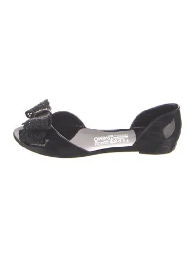 Pre-owned Ferragamo Rubber D'orsay Flats In Black