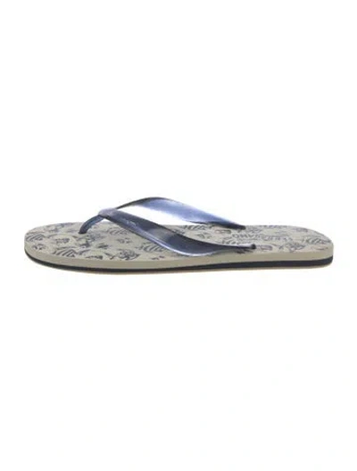 Pre-owned Ferragamo Rubber Graphic Print Flip Flops In Blue
