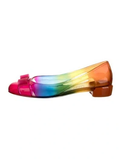 Pre-owned Ferragamo Rubber Printed Flats In Pink