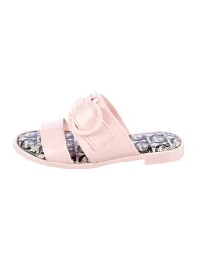 Pre-owned Ferragamo Rubber Printed Slides In Pink