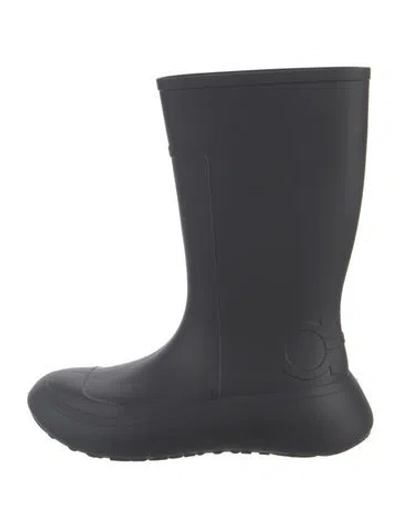 Pre-owned Ferragamo Rubber Rain Boots In Black