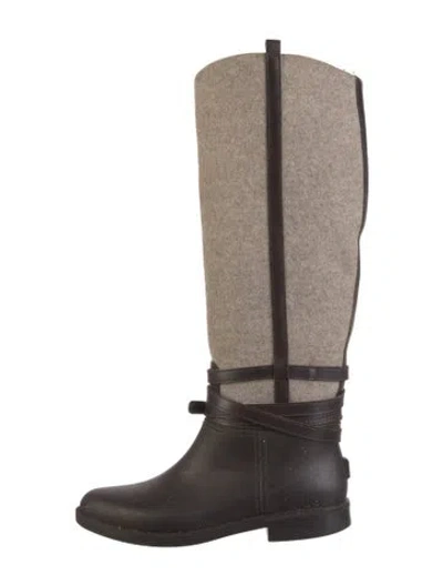 Pre-owned Ferragamo Rubber Rain Boots In Brown