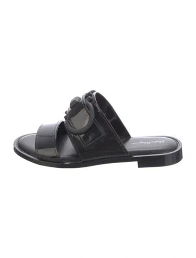 Pre-owned Ferragamo Rubber Slides In Black