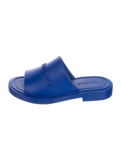 Pre-owned Ferragamo Rubber Slides In Blue