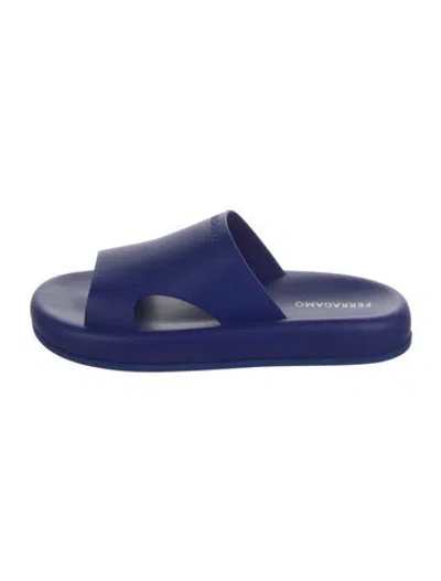 Pre-owned Ferragamo Rubber Slides In Blue