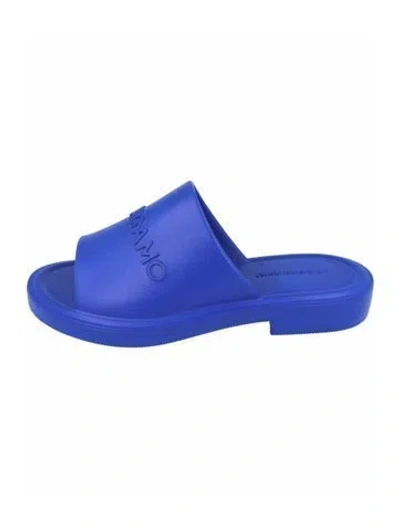 Pre-owned Ferragamo Rubber Slides W/ Tags In Blue