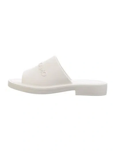 Pre-owned Ferragamo Rubber Slides In White