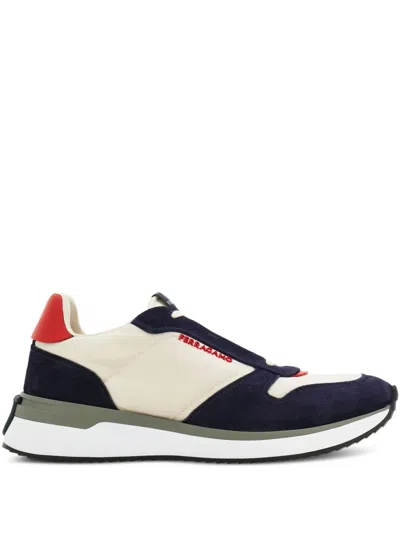 Ferragamo Rubber-sole Suede Sneakers In White