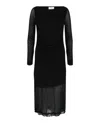Ferragamo Ruched Long Sleeve Mini Dress