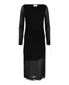Ferragamo Ruched Long Sleeve Mini Dress In Black