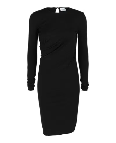Ferragamo Ruched Midi Dress In Black