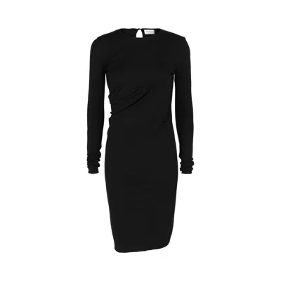 Pre-owned Ferragamo Ruched Midi Dress 'black' | Women's Size 46