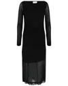 Ferragamo Ruched Long Sleeve Mini Dress In Black