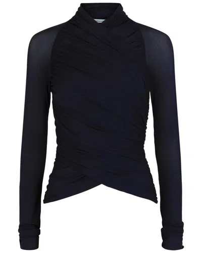 Ferragamo Ruched Long-sleeve Top In Black