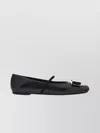 Ferragamo Ruffle Pointed Toe Ballerina Shoes In Black