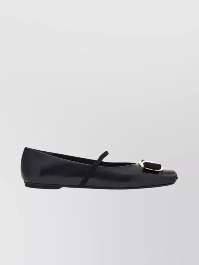 FERRAGAMO RUFFLE POINTED TOE BALLERINA SHOES