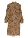 Ferragamo Ruffled Printed Midi Dress In Multi