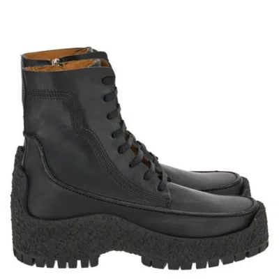 Ferragamo Rugged Platform Lace-up Boots In Black