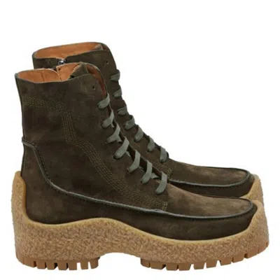 Ferragamo Rugged Platform Lace-up Boots In Green