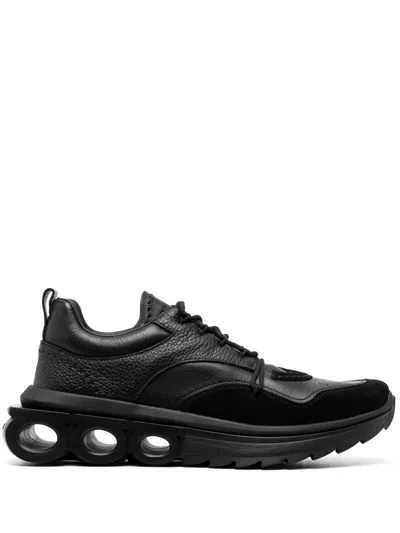 Ferragamo Running Leather Sneakers In Black