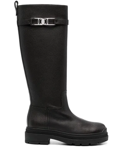 FERRAGAMO FERRAGAMO RYDER KNEE-LENGTH LEATHER BOOTS