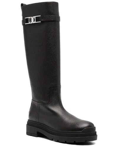 Ferragamo Ryder Leather Boot In Black