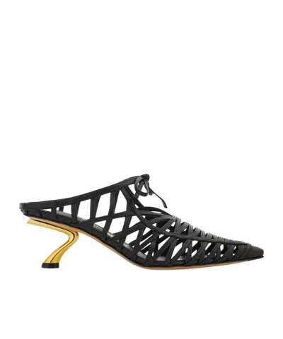 Ferragamo S-shaped Heel Mule In Black
