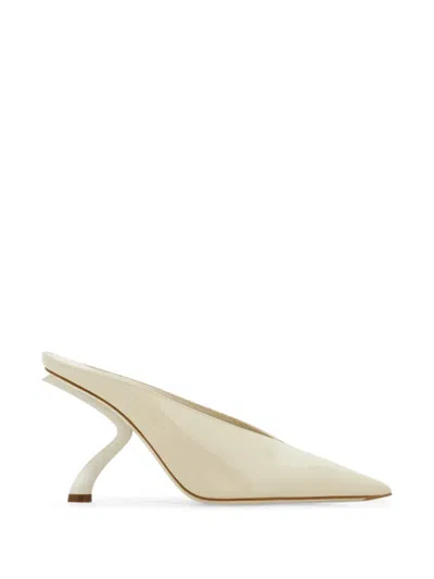 Ferragamo S-shaped Heel Mule In Neutral