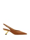 Ferragamo S-shaped Heel Slingback In Brown