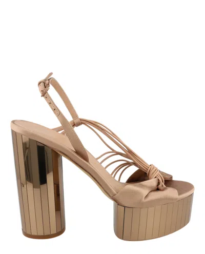 Ferragamo Sabrina Mirrored Platform Heels In Neutral