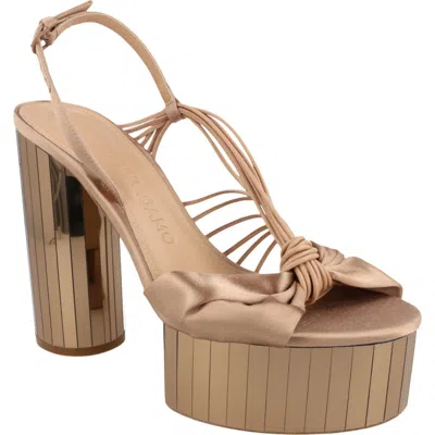 Ferragamo Sabrina Mirrored Platform Sandal In Neutral