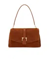 Ferragamo Suede With Gancini Hardware Shoulder Bag In Brown