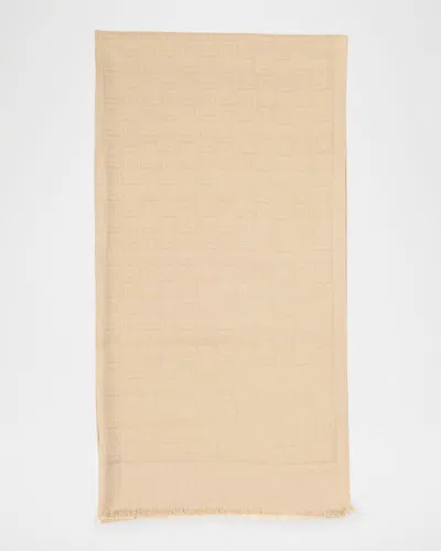 Ferragamo Safari Monogram Silk Wool Scarf In Brown