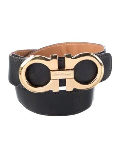 Pre-owned Ferragamo Saffiano Leather Belt In Black