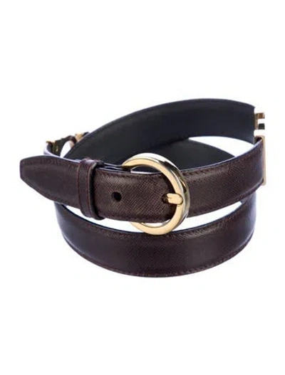 Pre-owned Ferragamo Saffiano Leather Belt In Brown