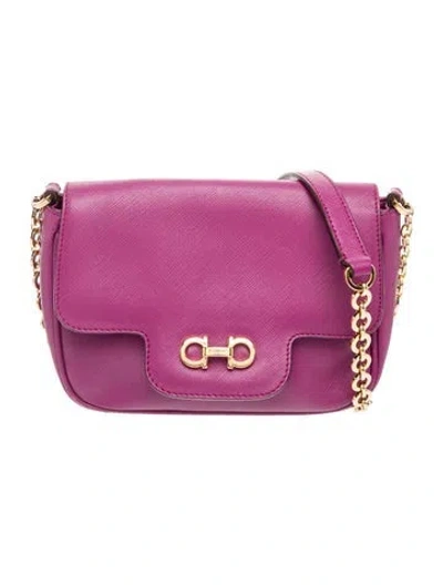 Pre-owned Ferragamo Saffiano Leather Shoulder Bag Vintage In Pink