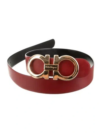 Pre-owned Ferragamo Saffiano Leather Waist Belt In Red