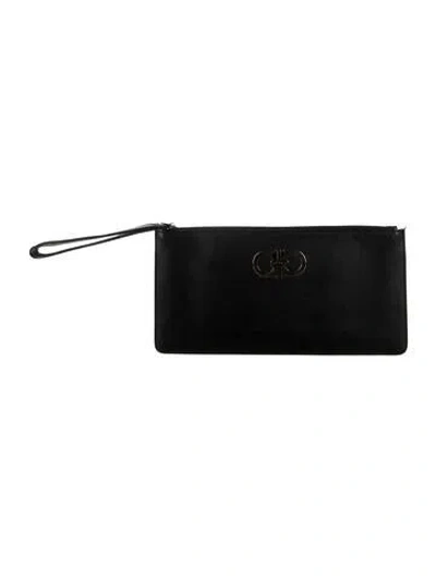 Pre-owned Ferragamo Saffiano Leather Wallet In Black