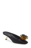 Ferragamo Black Heeled Sandals With Crystal Decoration On The Front In Fabric For Women In Black
