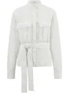 Ferragamo Cotton Blend Shirt Waist Belt In White