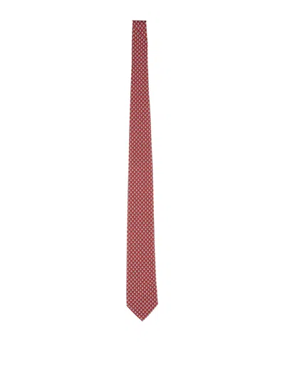 Ferragamo Slim Sailboat Pattern Pointed Tip Ties In Pink
