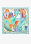 Ferragamo Sailing Print Silk Scarf In Multicolor