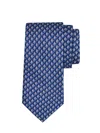 Ferragamo Sailing Ship Print Silk Tie In Blue