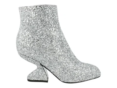 Pre-owned Ferragamo Sal 85 Glitter Ankle Booties (women's) Sneakers In Silver