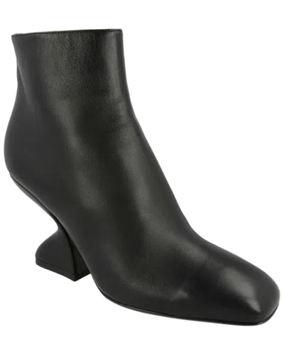 Ferragamo Sculpted Leather Ankle Boot In Black