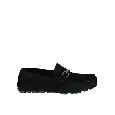 Ferragamo Salamanca Suede Loafers In Black