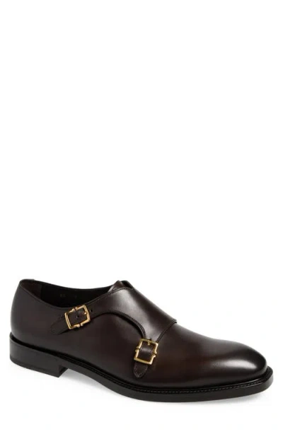 Ferragamo Salerno Double Monk Strap Oxford In Brown